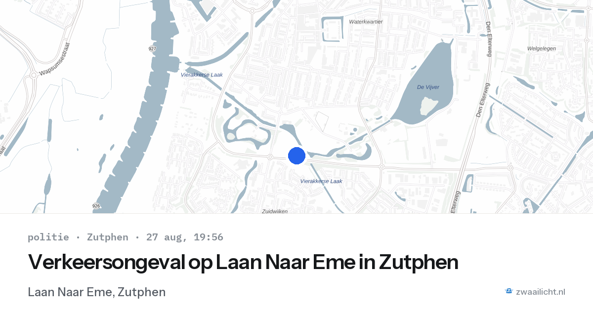 Verkeersongeval op Laan Naar Eme in Zutphen — 27 aug 2026