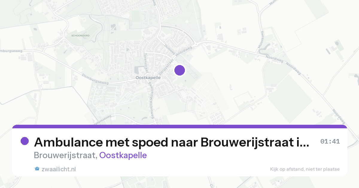 Ambulance met spoed naar Brouwerijstraat in Oostkapelle — 20 aug 2026