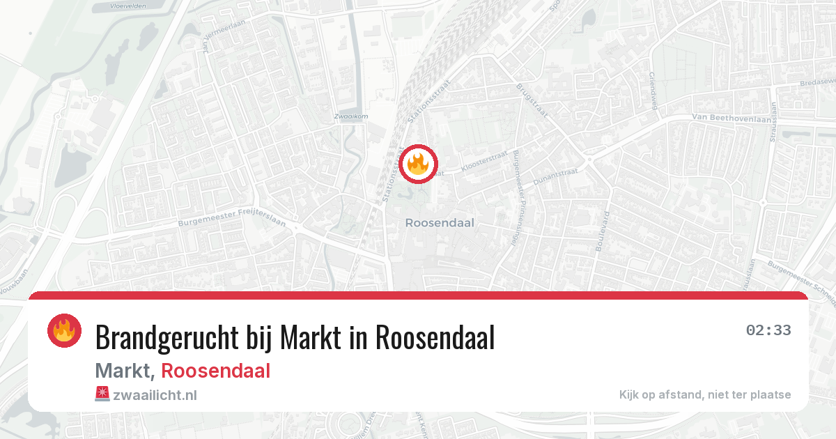 Brandgerucht bij Markt in Roosendaal — 13 mei 2026
