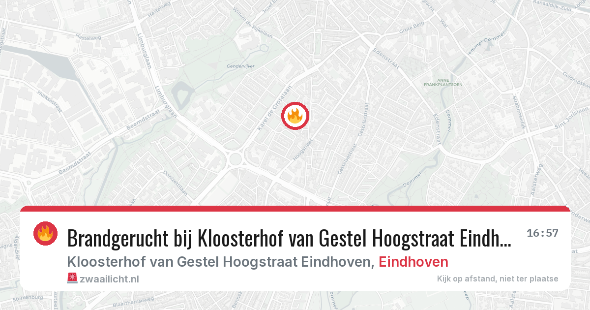 Brandgerucht bij Kloosterhof van Gestel Hoogstraat Eindhoven in Eindhoven — 1 jun 2026