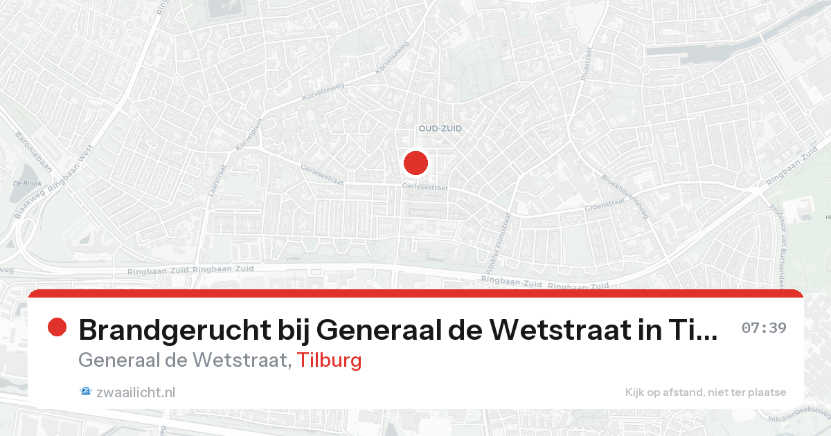 Brandgerucht bij Generaal de Wetstraat in Tilburg — 25 aug 2026