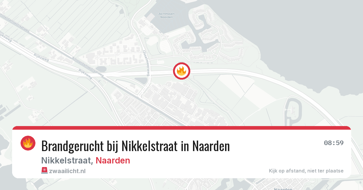 Brandgerucht bij Nikkelstraat in Naarden — 8 aug 2026