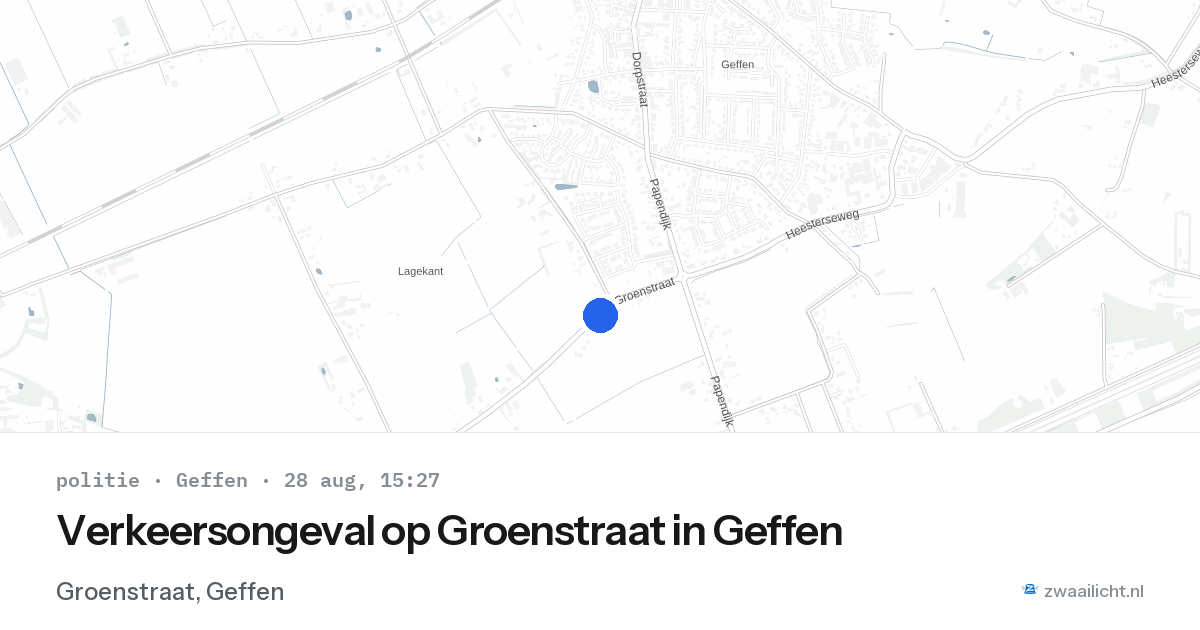 Verkeersongeval op Groenstraat in Geffen — 28 aug 2026