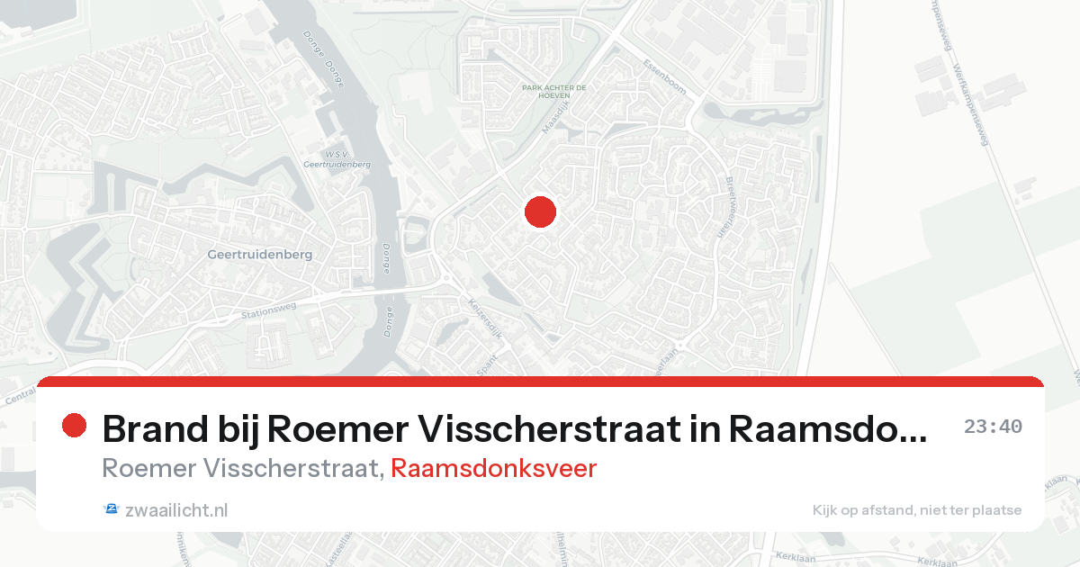 Brand bij Roemer Visscherstraat in Raamsdonksveer — 18 aug 2026