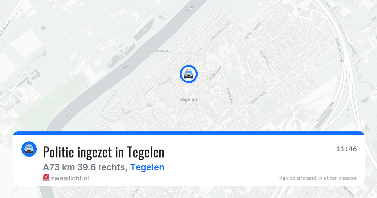 Politie ingezet in Tegelen — 19 jun 2026 | 🚨 Zwaailicht.nl