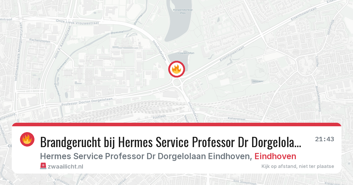 Brandgerucht bij Hermes Service Professor Dr Dorgelolaan Eindhoven in Eindhoven — 24 jun 2026