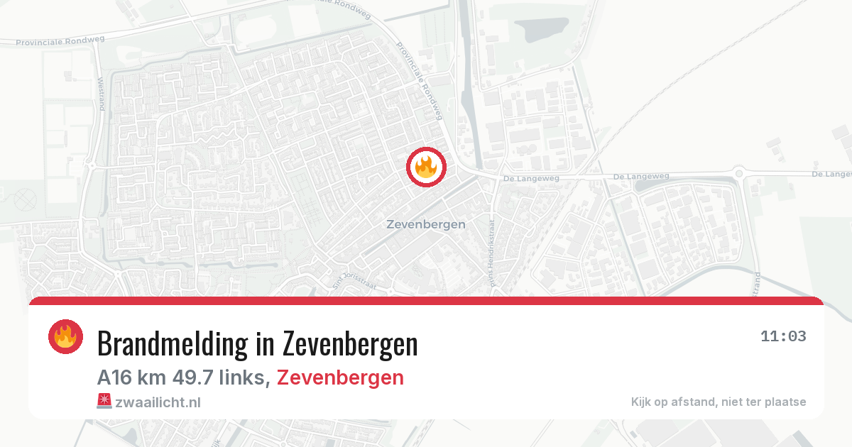 Brandmelding in Zevenbergen — 18 mei 2026