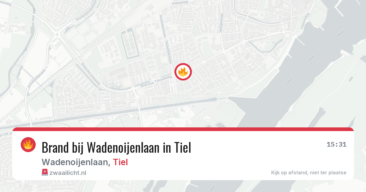 Brand bij Wadenoijenlaan in Tiel — 26 jun 2026