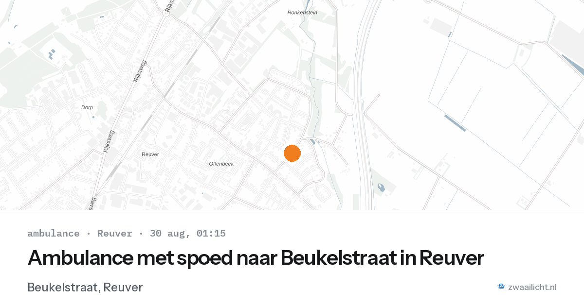 Ambulance met spoed naar Beukelstraat in Reuver — 29 aug 2026