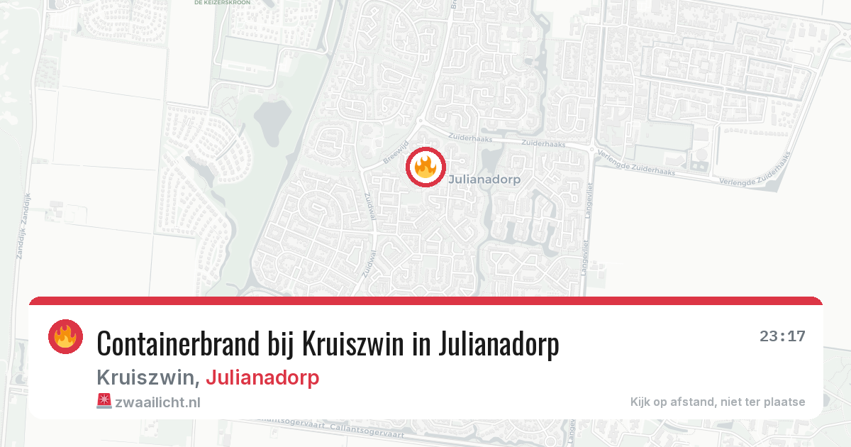 Containerbrand bij Kruiszwin in Julianadorp — 20 jun 2026