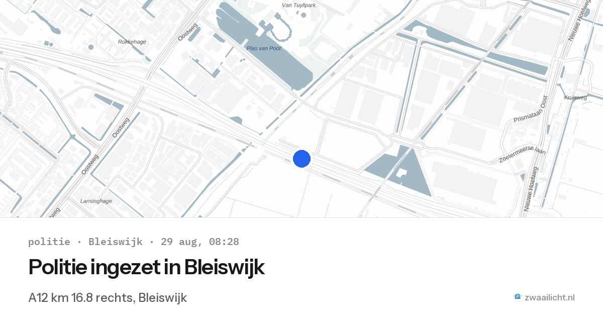 Politie ingezet in Bleiswijk — 29 aug 2026 | 🚨 Zwaailicht.nl