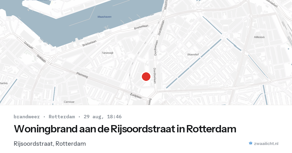 Woningbrand aan de Rijsoordstraat in Rotterdam — 29 aug 2026