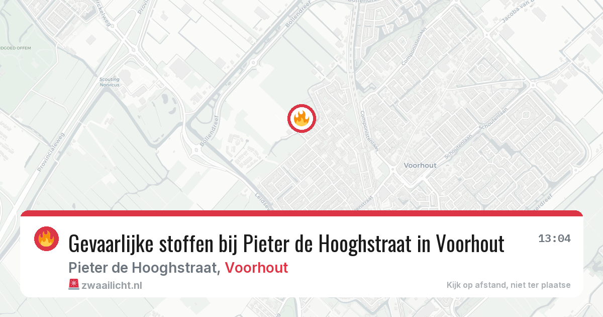 Gevaarlijke stoffen bij Pieter de Hooghstraat in Voorhout — 2 aug 2026