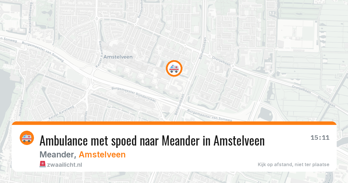 Ambulance met spoed naar Meander in Amstelveen — 23 mrt 2026