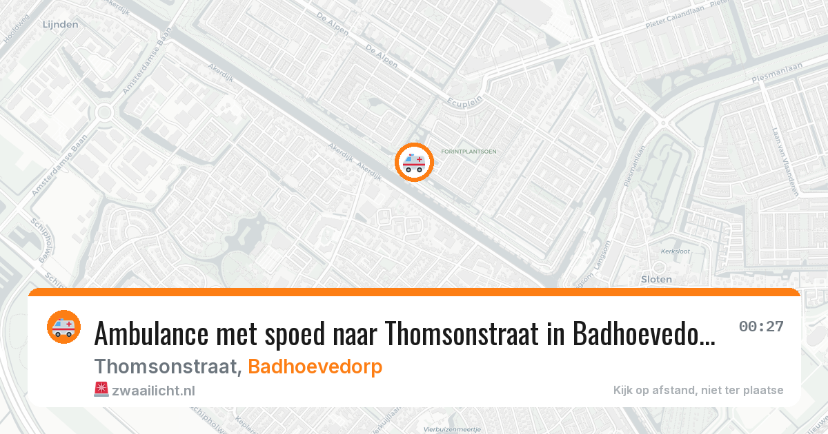 Ambulance met spoed naar Thomsonstraat in Badhoevedorp — 29 jun 2026