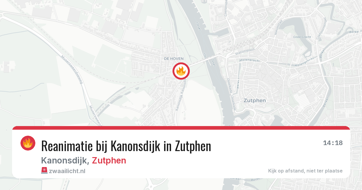 Reanimatie bij Kanonsdijk in Zutphen — 13 aug 2026