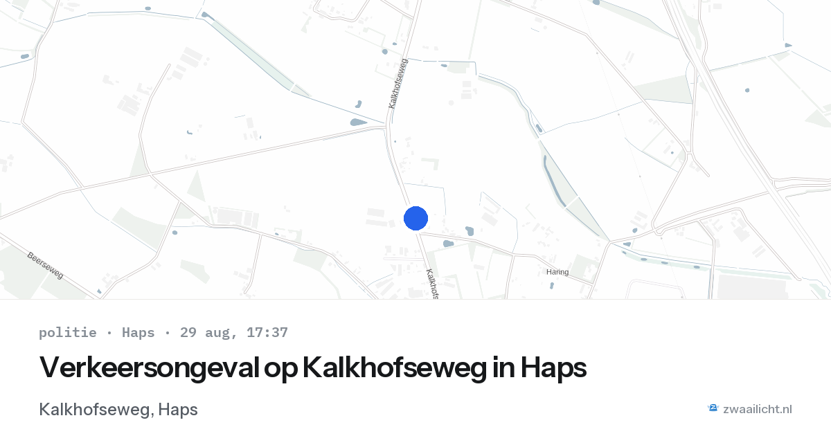 Verkeersongeval op Kalkhofseweg in Haps — 29 aug 2026