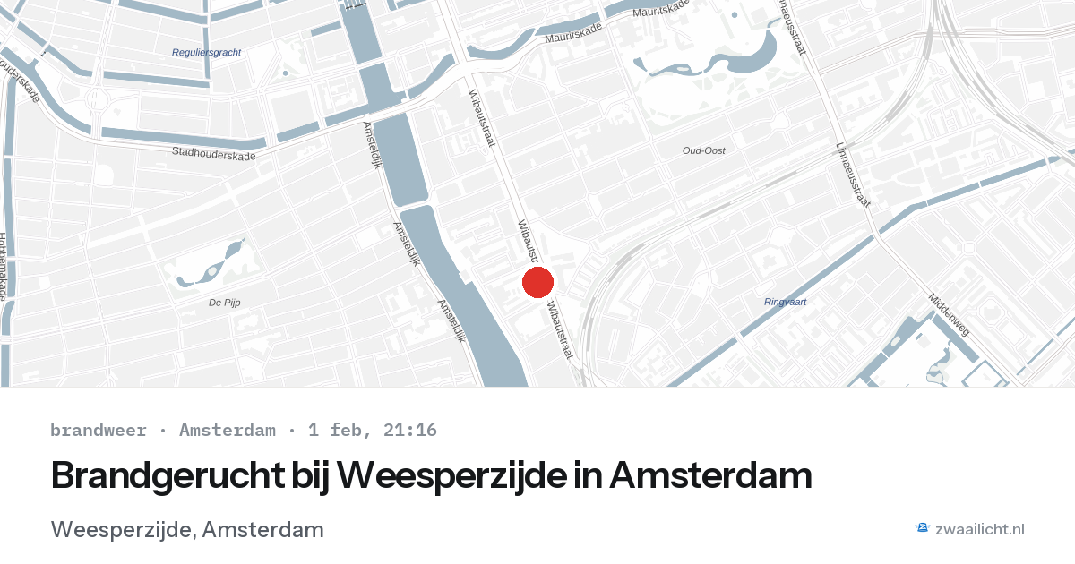 Brandgerucht bij Weesperzijde in Amsterdam — 1 feb 2026