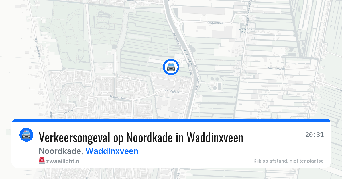 Verkeersongeval op Noordkade in Waddinxveen — 20 mrt 2026
