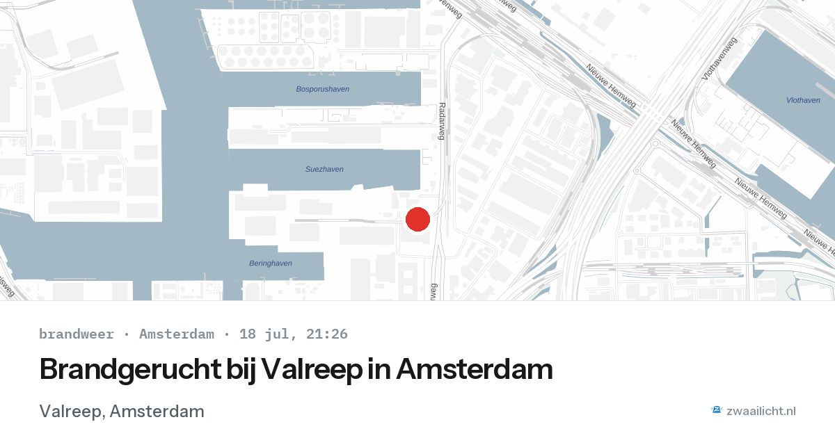Brandgerucht bij Valreep in Amsterdam — 18 jul 2026