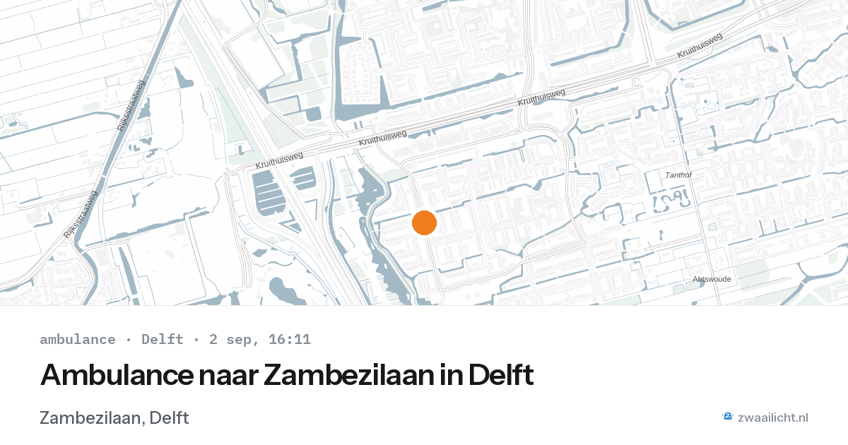 Ambulance naar Zambezilaan in Delft — 2 sep 2026