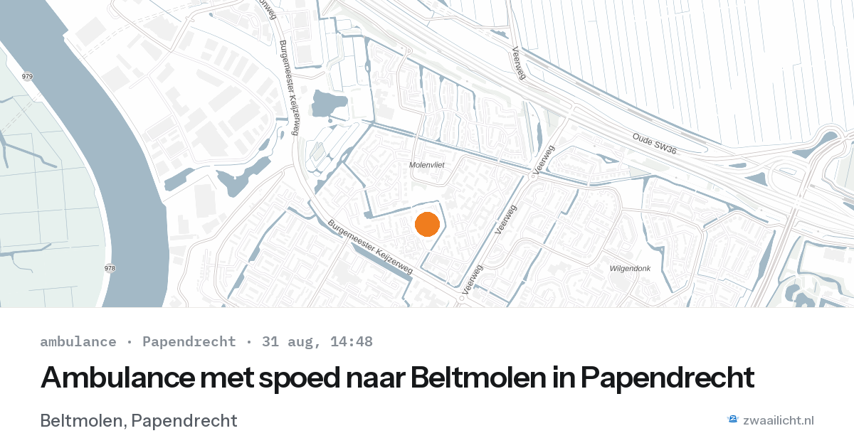 Ambulance met spoed naar Beltmolen in Papendrecht — 31 aug 2026