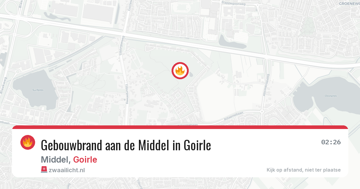 Gebouwbrand aan de Middel in Goirle — 26 jun 2026
