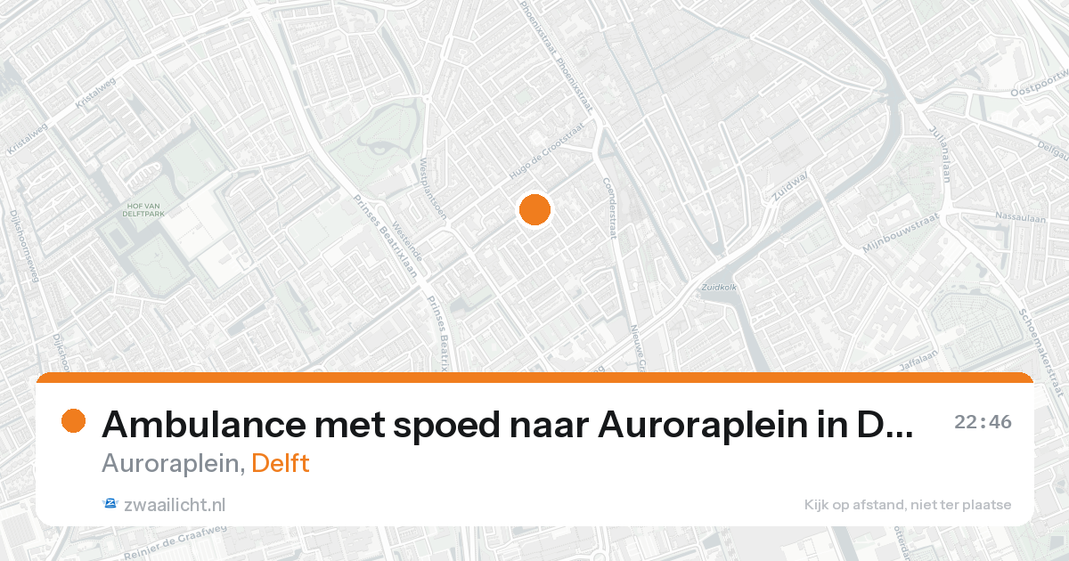 Ambulance met spoed naar Auroraplein in Delft — 22 mrt 2026