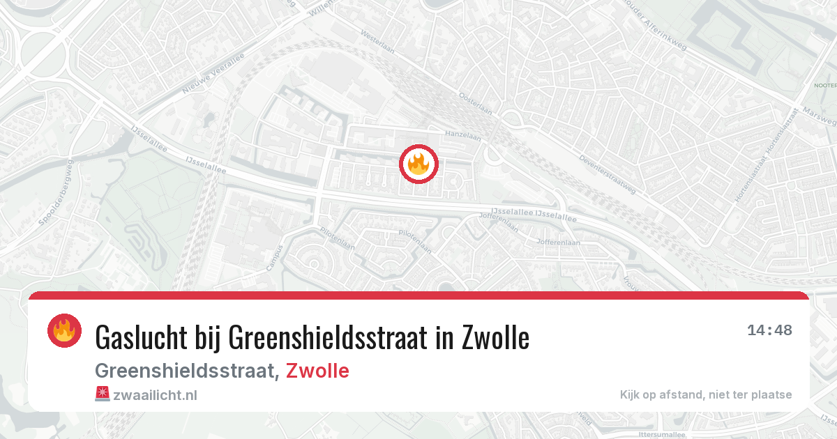 Gaslucht bij Greenshieldsstraat in Zwolle — 29 jun 2026