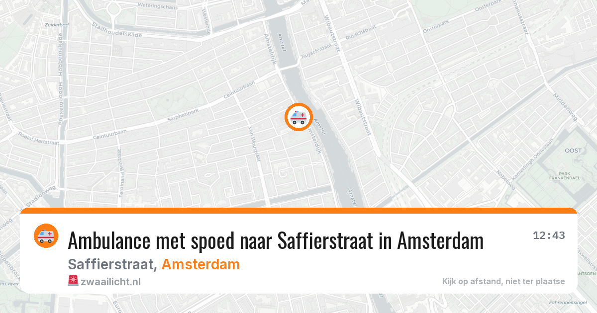 Ambulance met spoed naar Saffierstraat in Amsterdam — 12 aug 2026