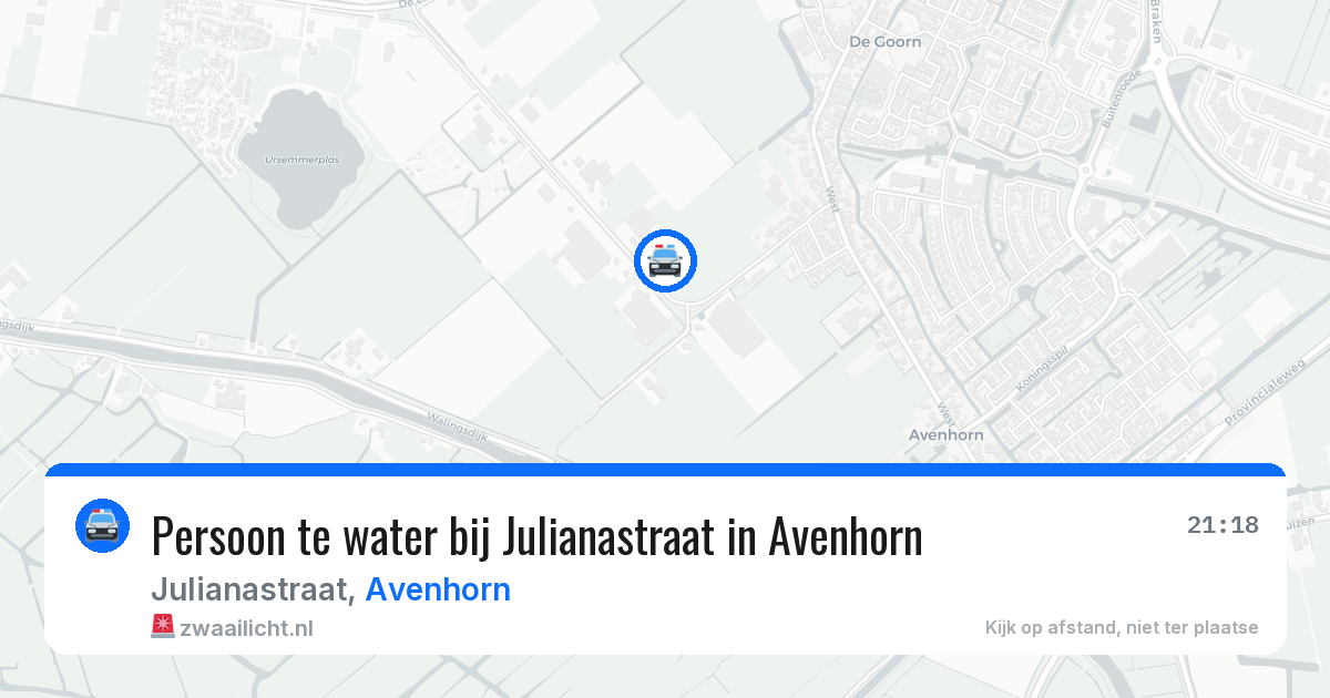 Persoon te water bij Julianastraat in Avenhorn — 25 mei 2026