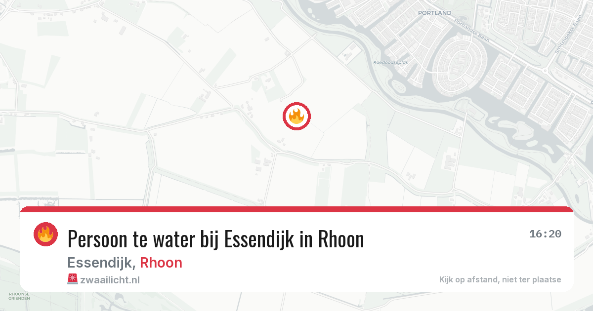 Persoon te water bij Essendijk in Rhoon — 16 mrt 2026