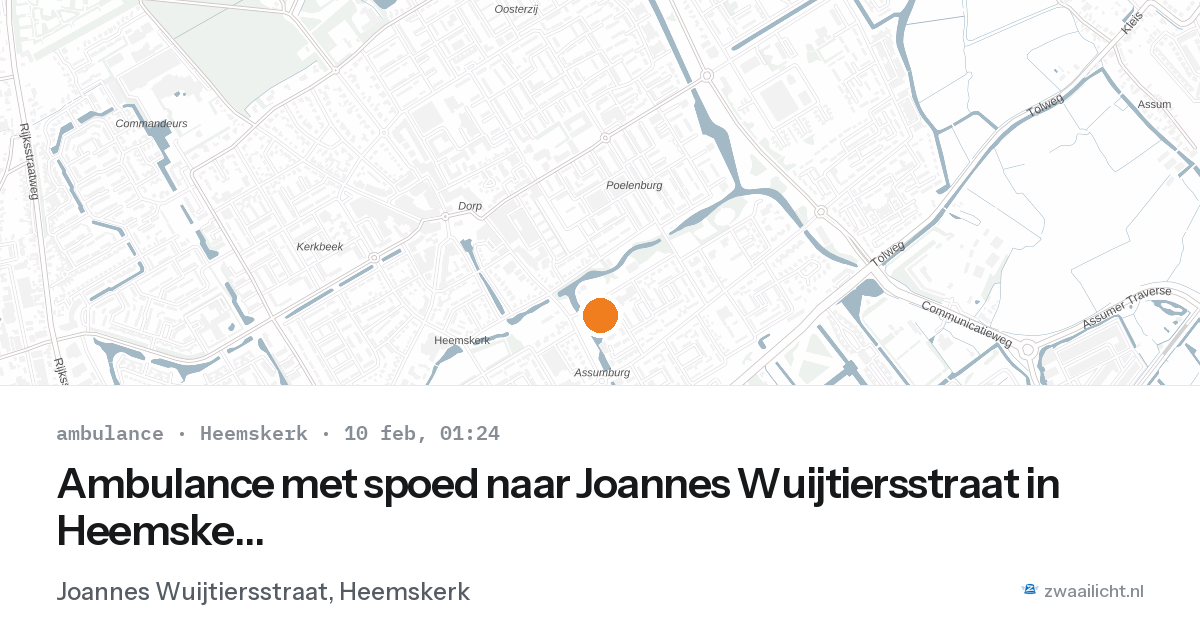 Ambulance met spoed naar Joannes Wuijtiersstraat in Heemskerk — 10 feb 2026