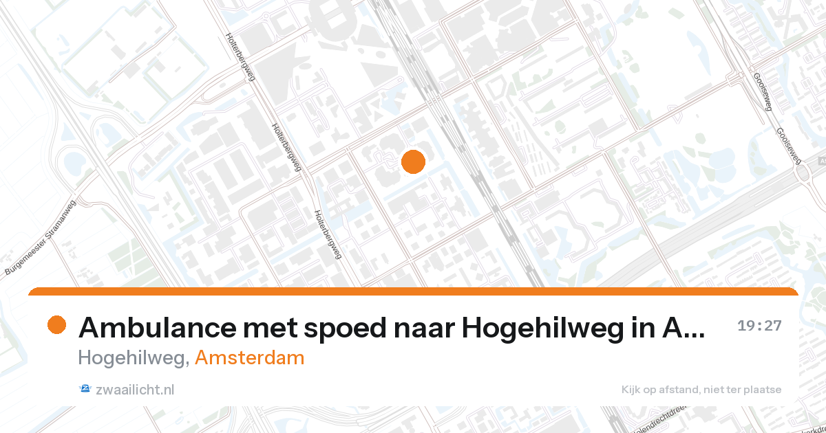 Ambulance met spoed naar Hogehilweg in Amsterdam — 27 aug 2026
