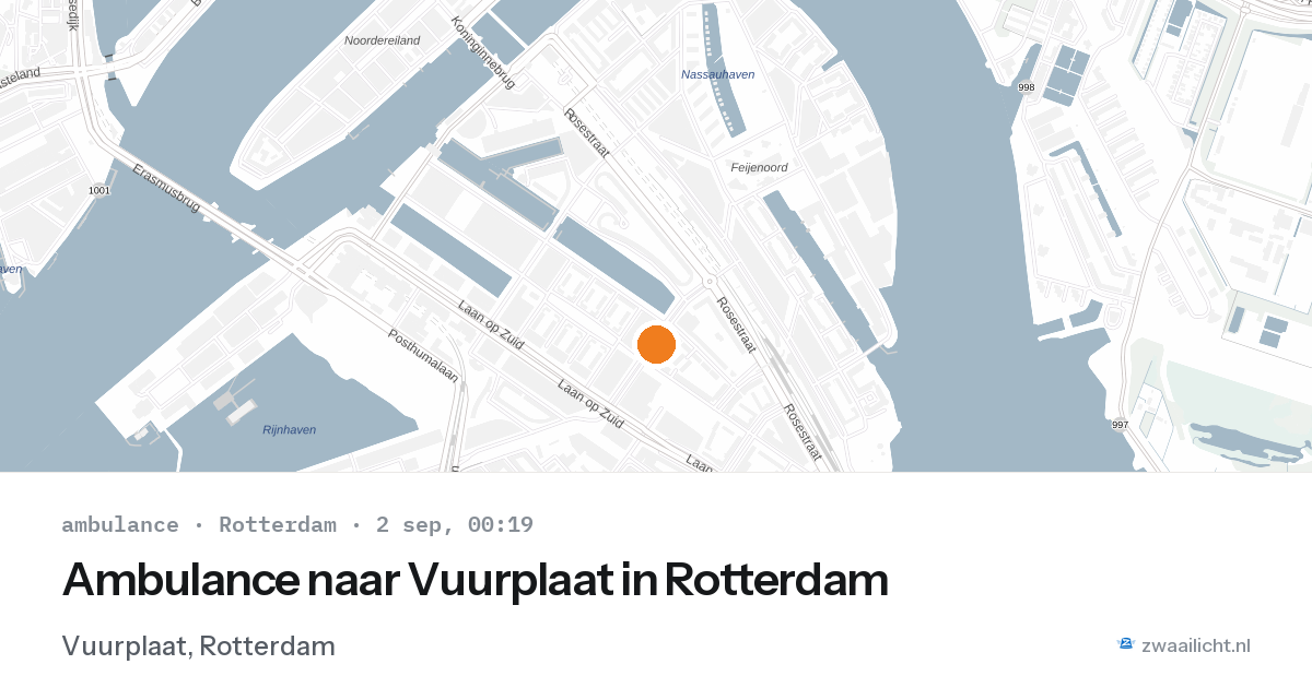 Ambulance naar Vuurplaat in Rotterdam — 1 sep 2026
