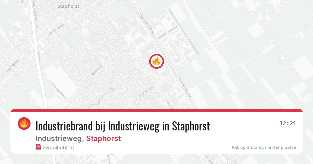 Industriebrand bij Industrieweg in Staphorst — 21 mei 2026