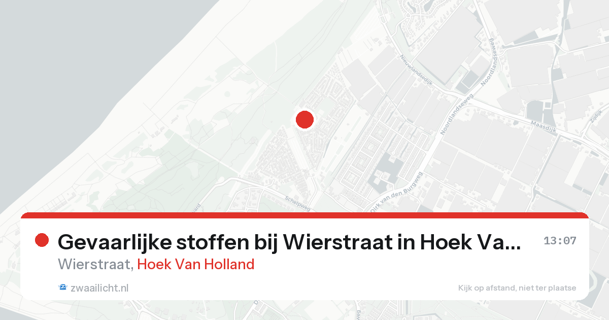Gevaarlijke stoffen bij Wierstraat in Hoek Van Holland — 18 aug 2026