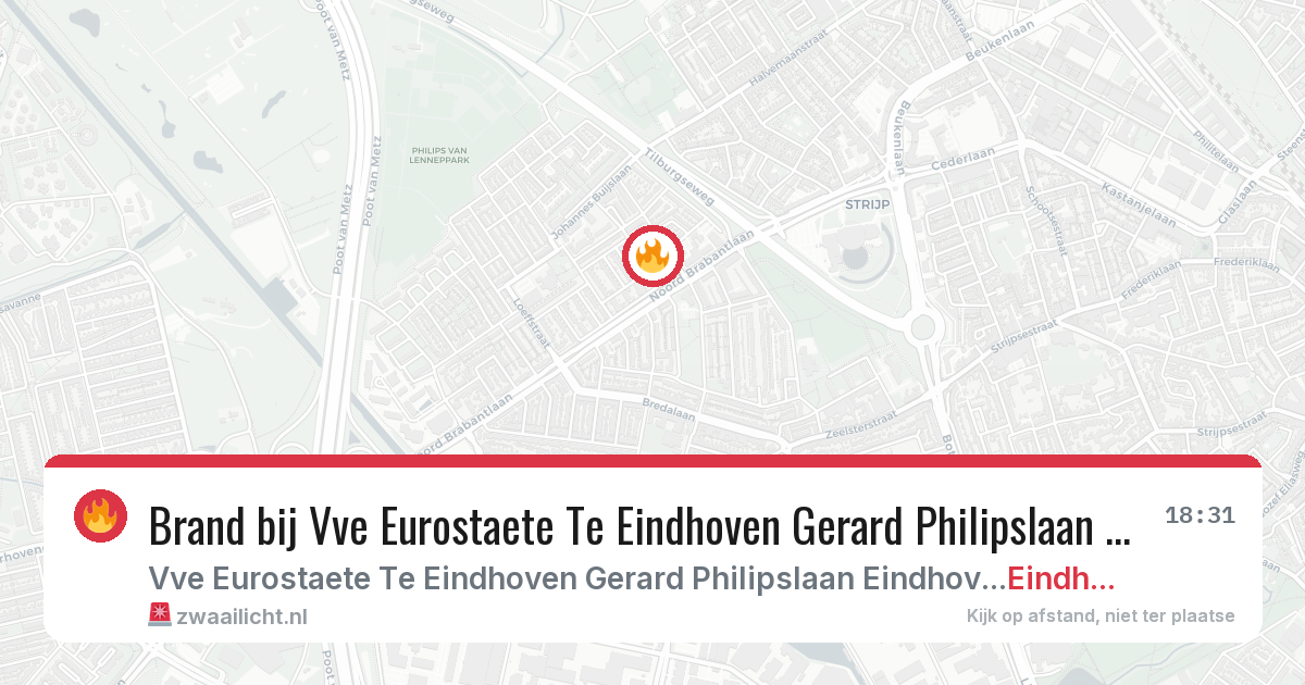 Brand bij Vve Eurostaete Te Eindhoven Gerard Philipslaan Eindhoven in Eindhoven — 29 jul 2026