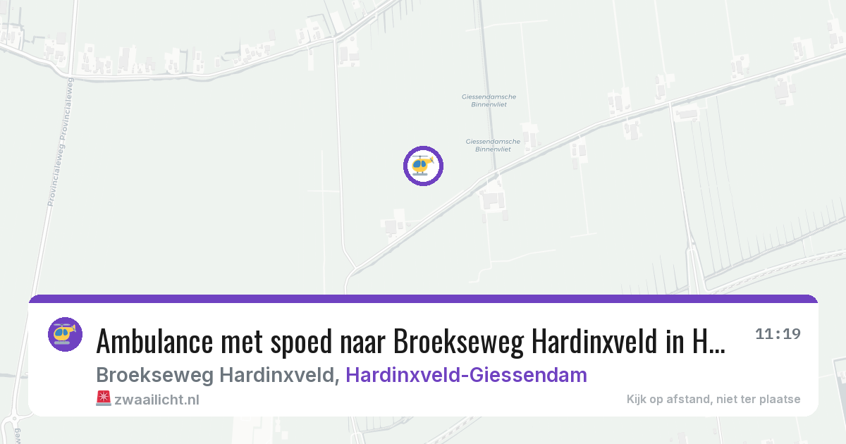 Ambulance met spoed naar Broekseweg Hardinxveld in Hardinxveld-Giessendam — 4 jul 2026