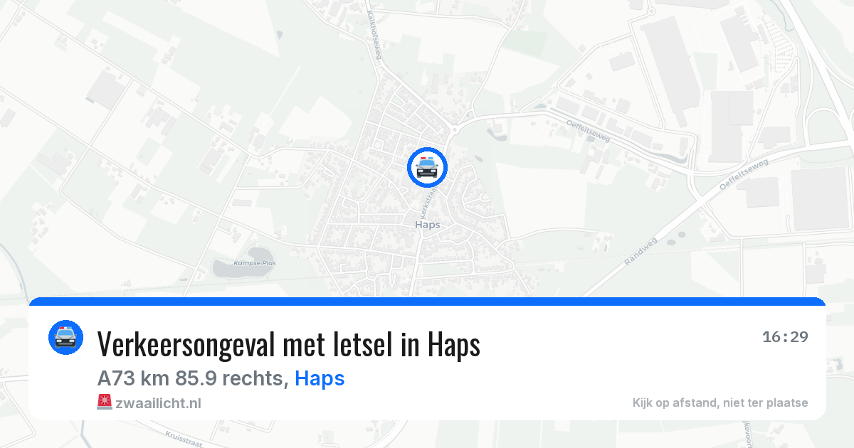 Verkeersongeval met letsel in Haps — 3 aug 2026