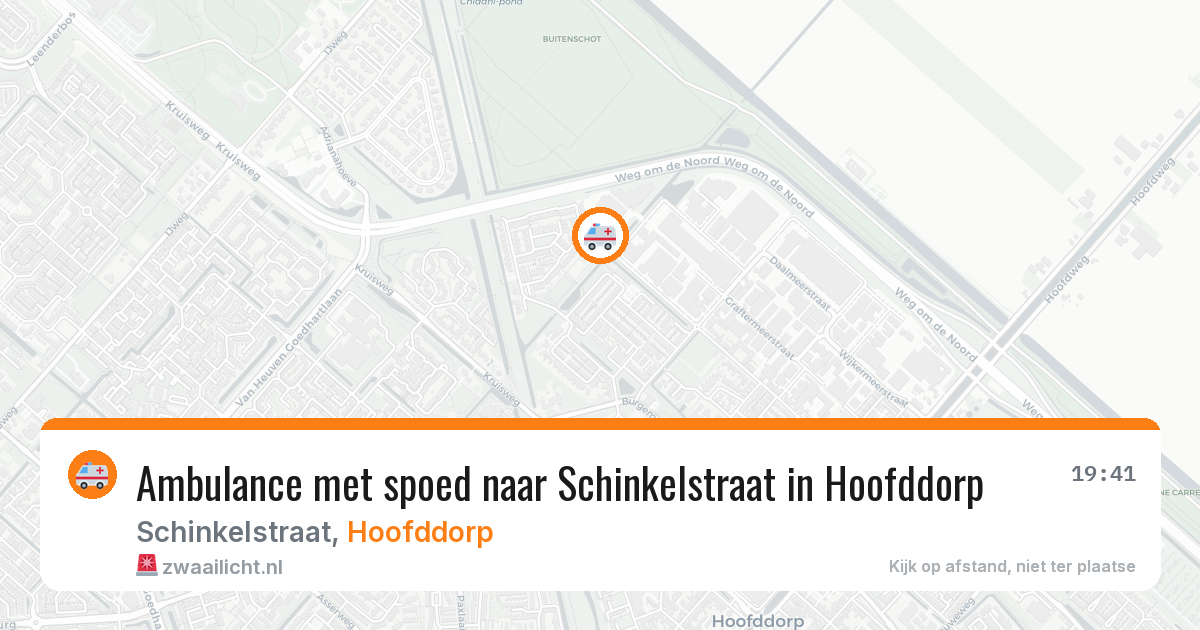Ambulance met spoed naar Schinkelstraat in Hoofddorp — 14 jul 2026