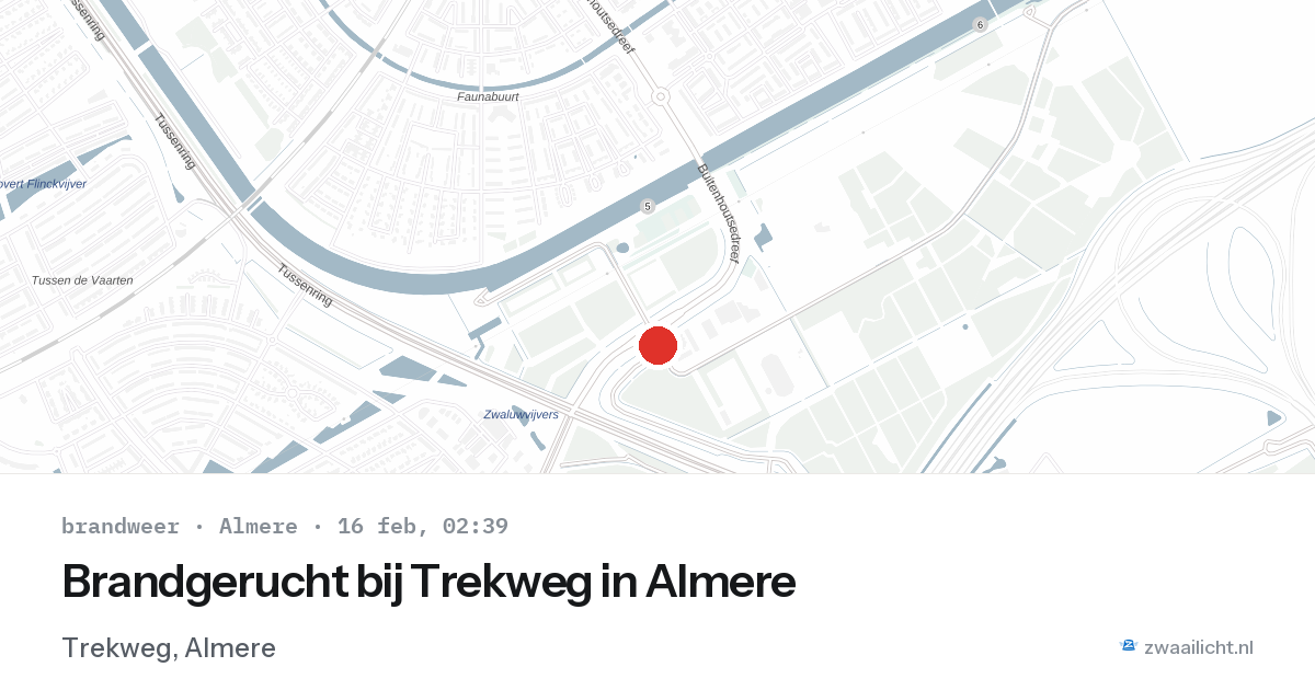 Brandgerucht bij Trekweg in Almere — 16 feb 2026
