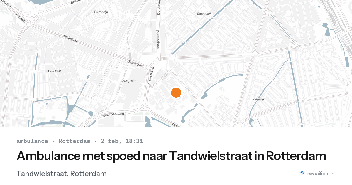 Ambulance met spoed naar Tandwielstraat in Rotterdam — 2 feb 2026