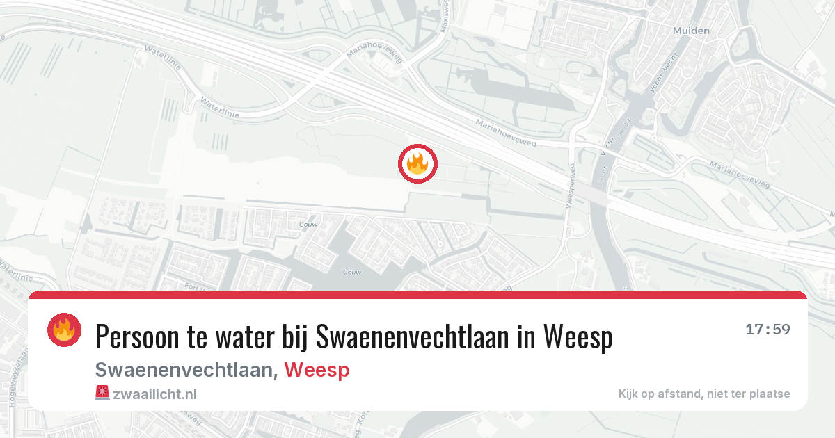 Persoon te water bij Swaenenvechtlaan in Weesp — 14 mei 2026