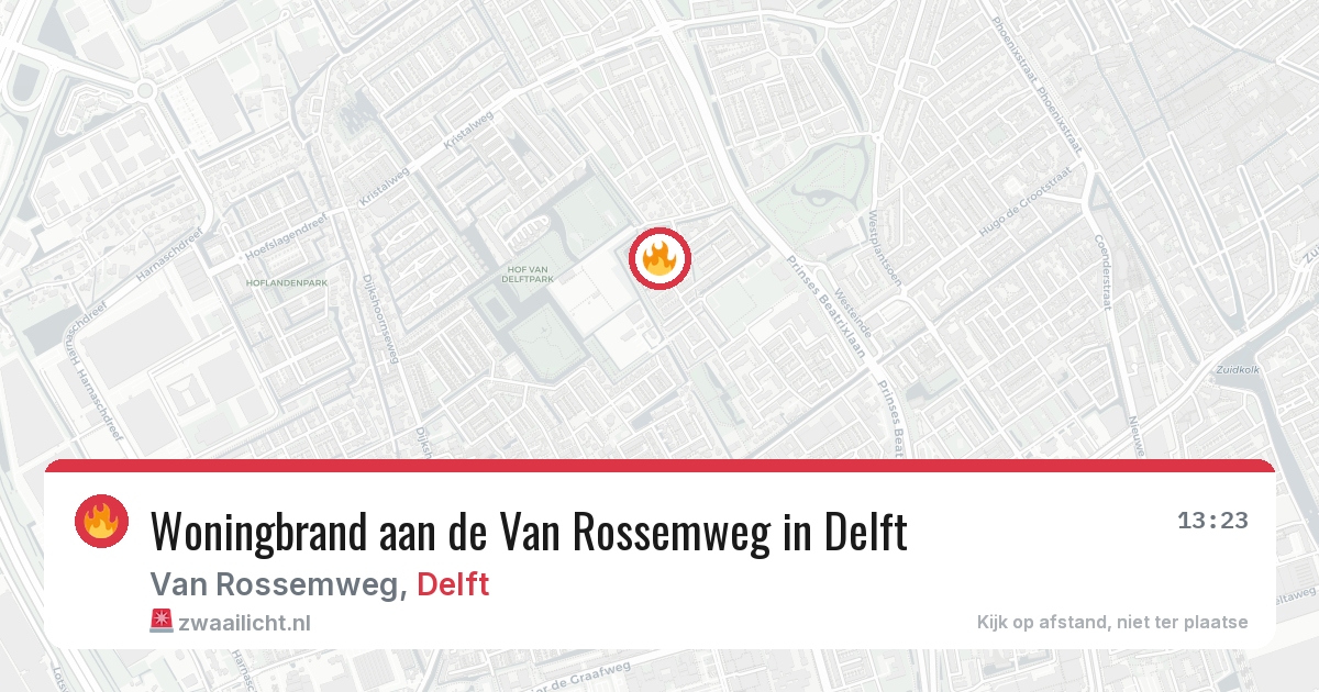Woningbrand aan de Van Rossemweg in Delft — 30 mrt 2026