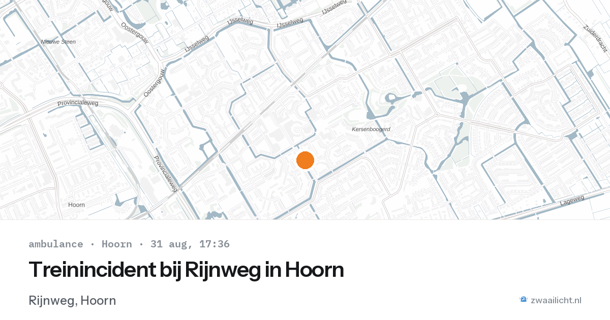 Treinincident bij Rijnweg in Hoorn — 31 aug 2026
