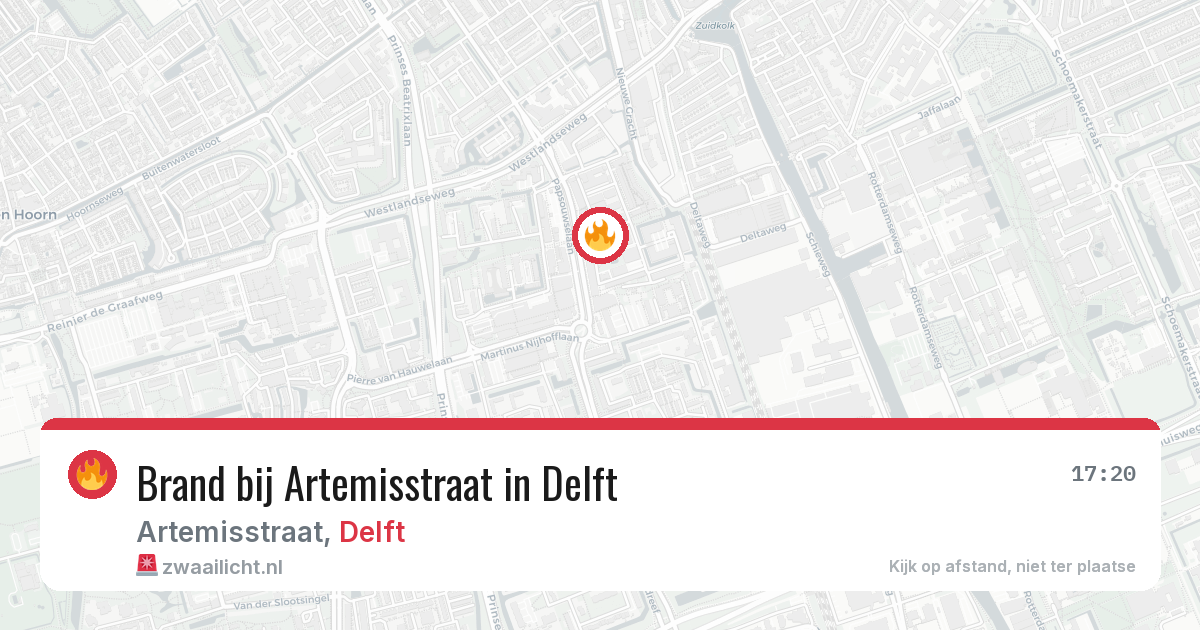 Brand bij Artemisstraat in Delft — 5 aug 2026
