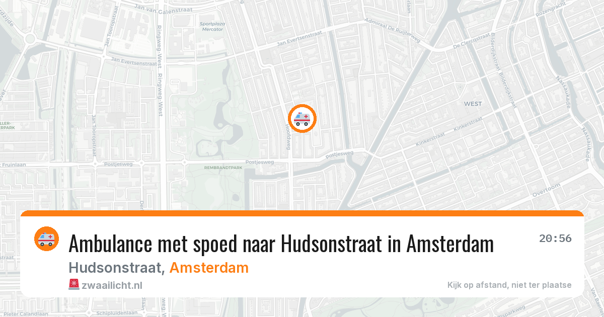 Ambulance met spoed naar Hudsonstraat in Amsterdam — 20 mrt 2026