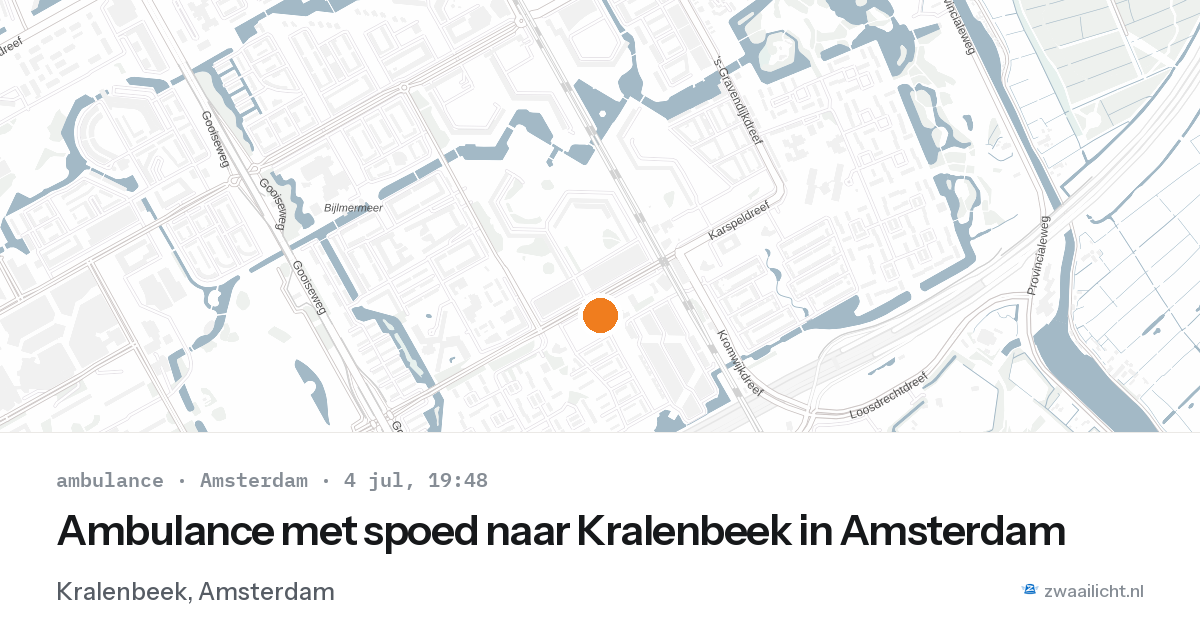 Ambulance met spoed naar Kralenbeek in Amsterdam — 4 jul 2026