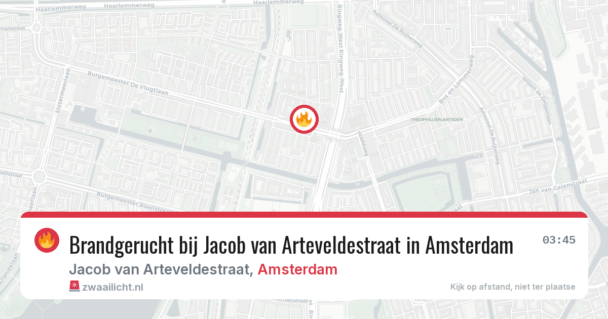 Brandgerucht bij Jacob van Arteveldestraat in Amsterdam — 22 mei 2026